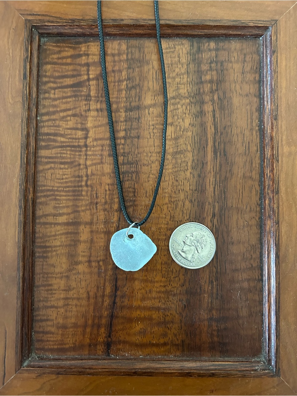 Light blue sea glass on 18-inch black cord